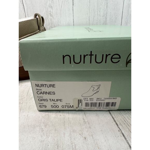 Nurture NEW Ankle Leather Mesh Booties Carnes Gris Taupe Sz 7.5 in Box Side Zip - Picture 12 of 12
